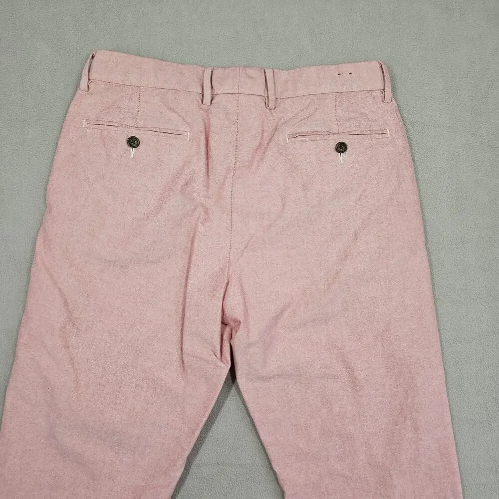 J.Crew Bowery Pants Men 31x30.5* Red Urban Slim Chino Cotton Flat Front Prep Ivy